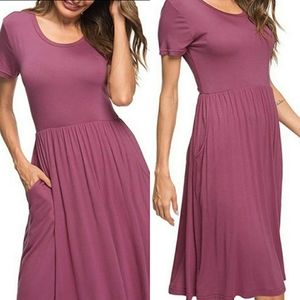 Empire Waist Pleated Swing Dress Sz. L